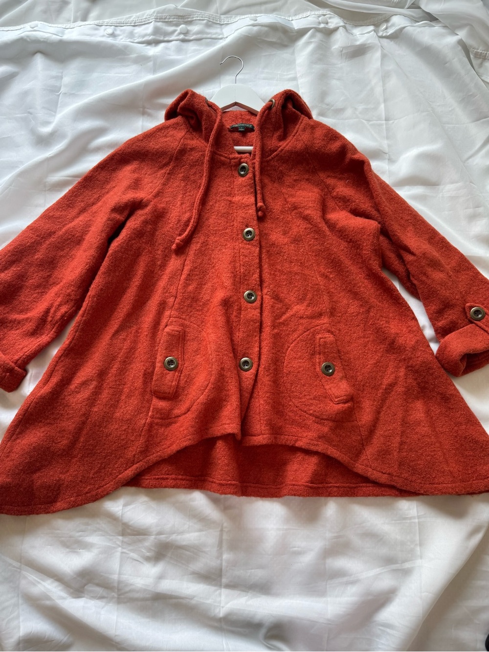 For Cynthia Hooded Button-Front Coat in Burnt Orange